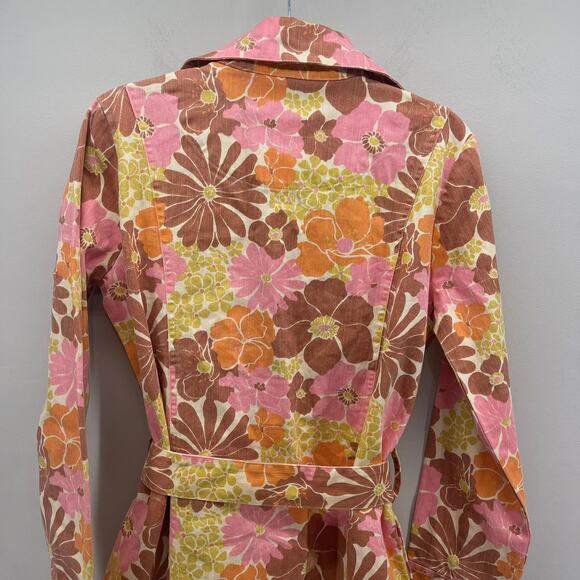Show Me Your Mumu Nancy‎ Trench Coat Womens Medium Retro Garden Floral Belted - Picture 7 of 12